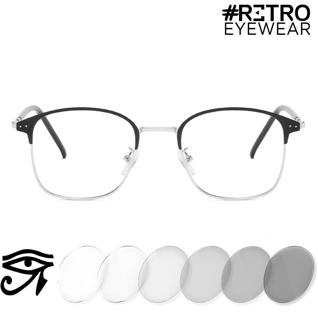 Gafas Óptica Originales Descanso RETRO® HORUS® SILVER Fotocromaticos Drive Safe